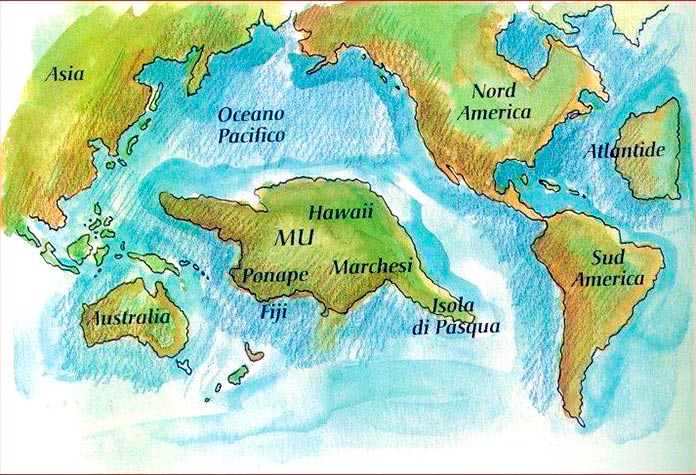 Mapa de situación del continente Mu