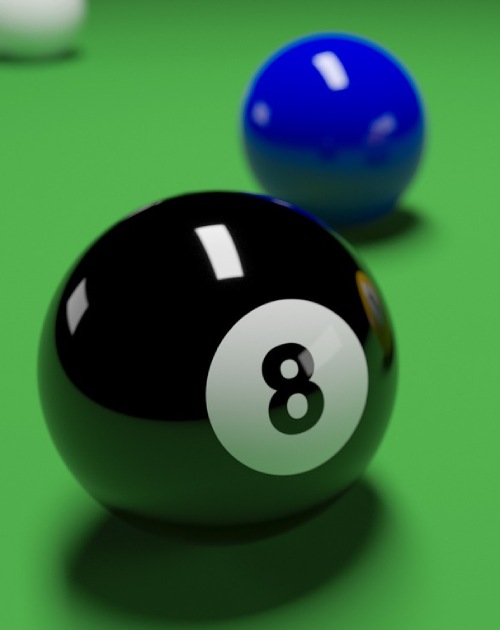 Imagen con una bola de billar del número ocho, como simbolo de buena suerte.