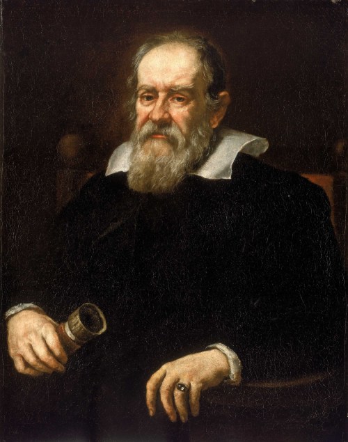 Retrato en lienzo de Galileo Gallilei.