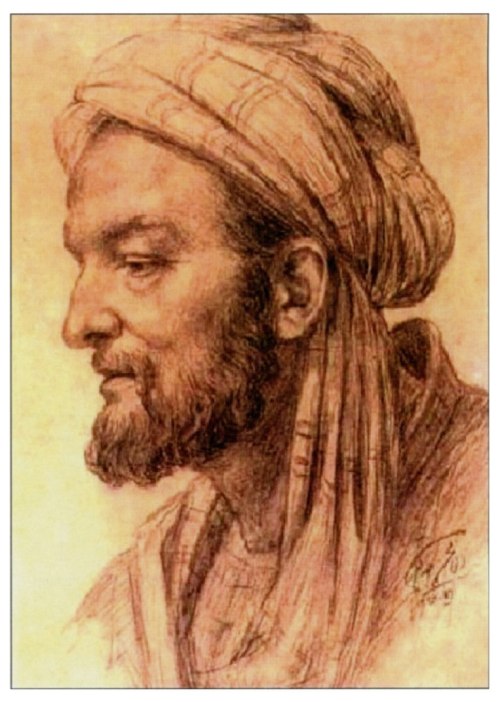 Retrato de Al Hussain Ibn Abdullah Ibn Sina en papel antiguo.