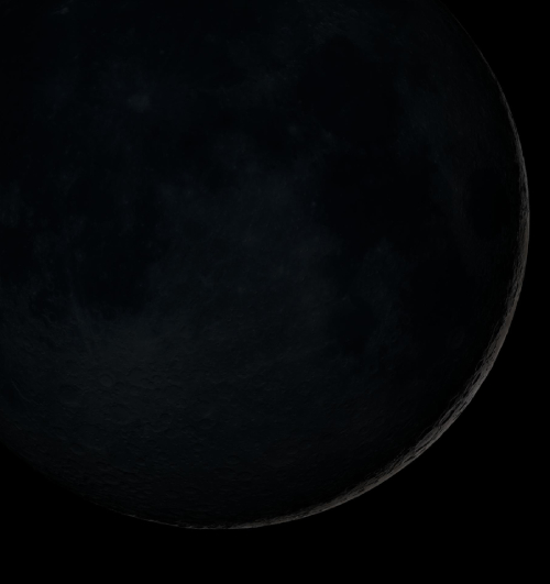 Ejemplo de luna nueva, donde casi no se puede apreciar al astro.