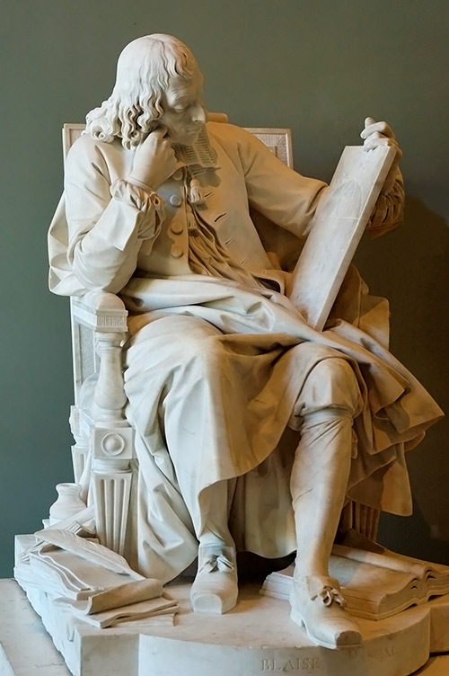 Estatua de Blaise Pascal estudiando la cicloide