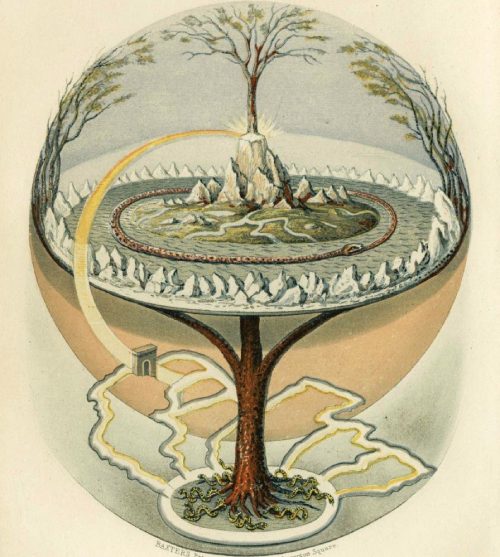 Imagen de un árbol que conecta al mudo humano con el espiritual.